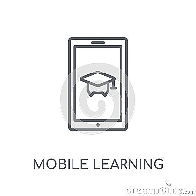 mobile learning linear icon. Modern outline mobile learning logo Vector Illustration