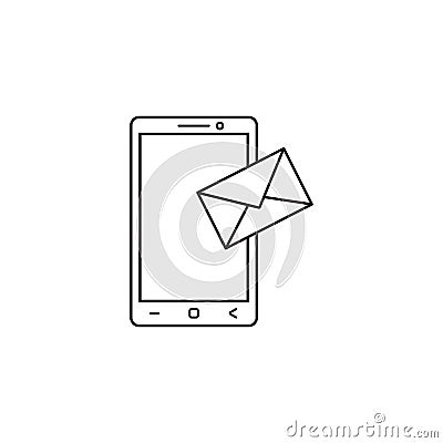 Mobile mail line icon, sms sign, message Vector Illustration