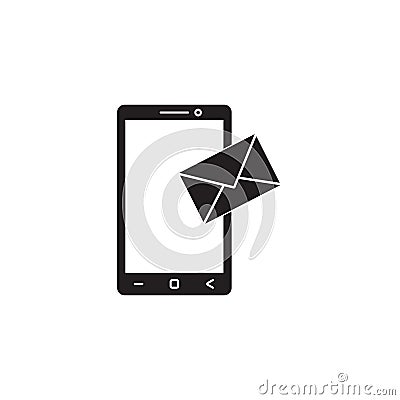 Mobile mail solid icon, sms sign, message Vector Illustration