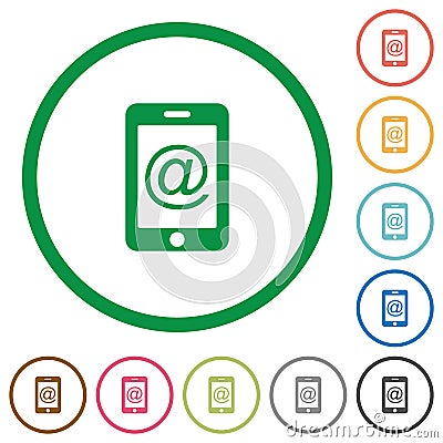 Mobile mailing flat icons with outlines Stock Photo