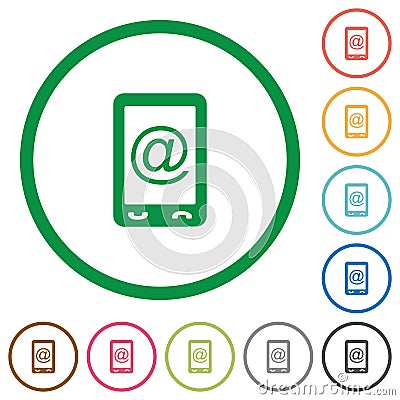 Mobile mailing flat icons with outlines Stock Photo