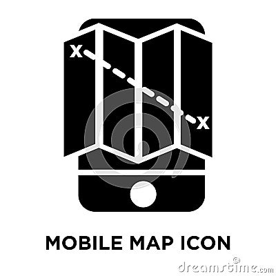 Mobile map icon vector isolated on white background, logo concept of Mobile map sign on transparent background, black filled Vector Illustration