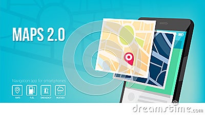 Mobile maps Vector Illustration