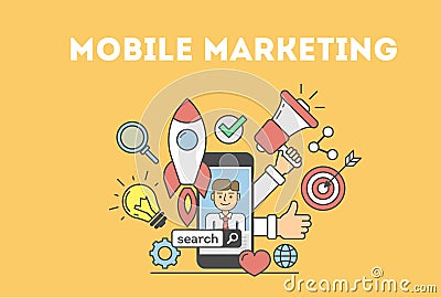 Mobile marketing concept. Vector Illustration