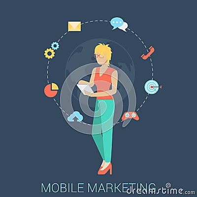 Mobile marketing strategy vector flat style concept Vector Illustration