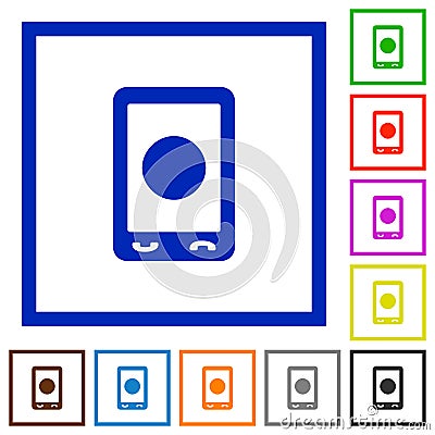 Mobile media record flat framed icons Stock Photo