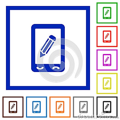 Mobile memo flat framed icons Stock Photo