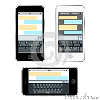 Mobile messenger chat, hands with smartphone sending a message. Isometric flat design, vector illustration. Smartphone Vector Illustration