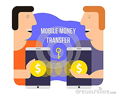 Mobile money transfer. Online banking. Vector illustration Vector Illustration