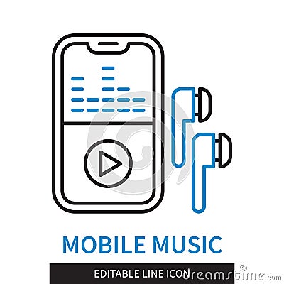 Mobile Music editable line icon Stock Photo