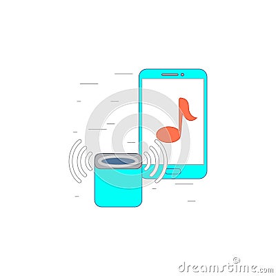 Mobile music speaker icon or illustration in outline style Vector Illustration