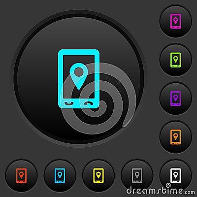 Mobile navigation dark push buttons with color icons Stock Photo