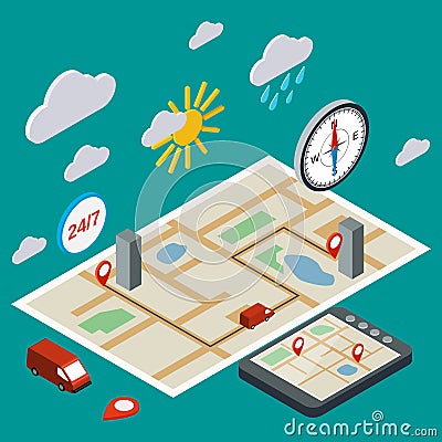 Mobile navigation, transportation, logistics vector illustration Vector Illustration