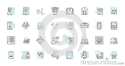 Mobile nerking linear icons set. Wi-Fi, LTE, Hotspot, Signal, Roaming, G, Data line vector and concept signs. Coverage Vector Illustration