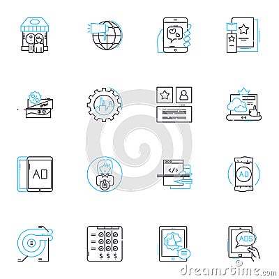 Mobile nerking linear icons set. Wi-Fi, LTE, Hotspot, Signal, Roaming, G, Data line vector and concept signs. Coverage Vector Illustration
