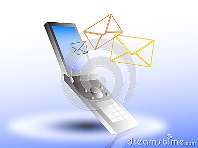 Mobile with new email message Cartoon Illustration