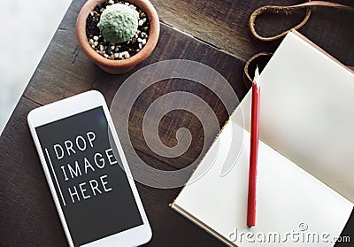 Mobile Notebook Technology Communication Copy Space Concept Stock Photo