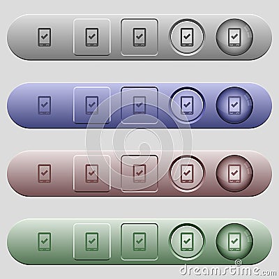 Mobile ok icons on horizontal menu bars Stock Photo