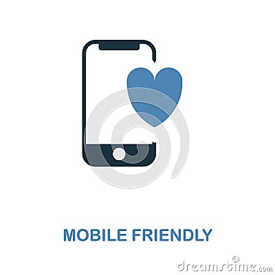 Mobile Optimization icon. Simple element illustration in 2 colors design. Mobile Optimization icon sign from seo collection. Perfe Cartoon Illustration