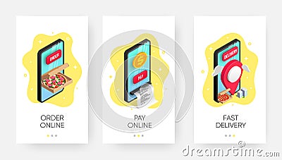 Mobile ordering food delivery service concept Vector Illustration