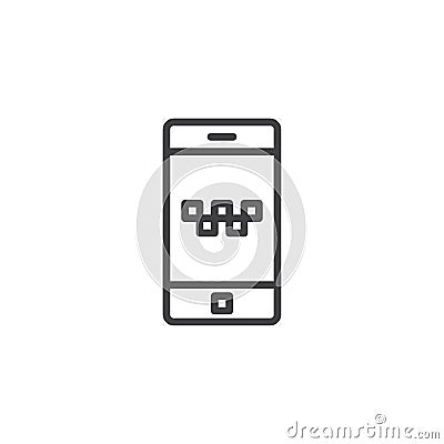 Mobile ordering taxi app line icon Vector Illustration