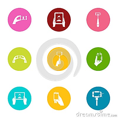 Mobile pay icons set, flat style Vector Illustration