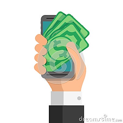 Mobile Payment. The composition of a hand, smart phone Vector Illustration