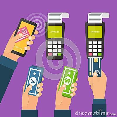 Mobile payments, online banking. Vector Illustration