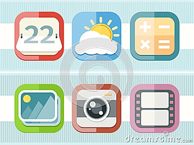 Mobile phone applications black icons set Vector Illustration