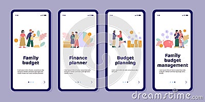 Mobile phone apps for planning family budget and management financial income. Vector Illustration