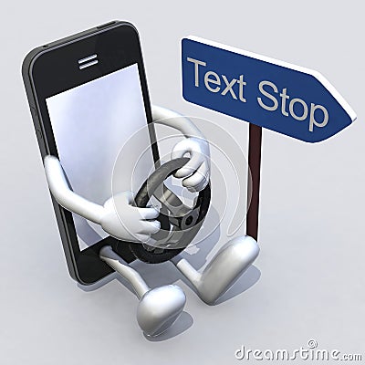 Mobile phone with arms and legs driver Stock Photo