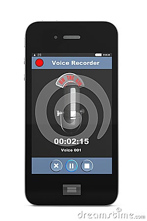 Mobile Phone as Voice Recorder Stock Photo