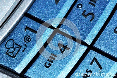 Mobile phone blue keyboard macro Stock Photo