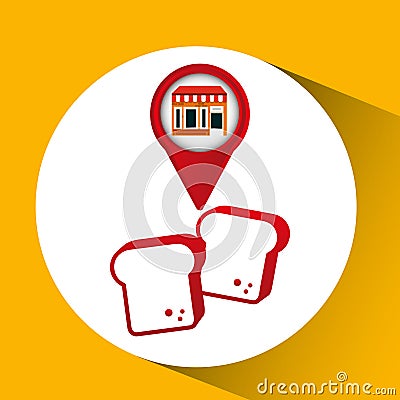 Mobile phone bread shop locater Vector Illustration