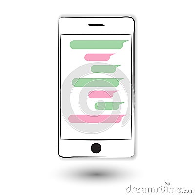 Mobile phone chat message notifications. Vector Illustration