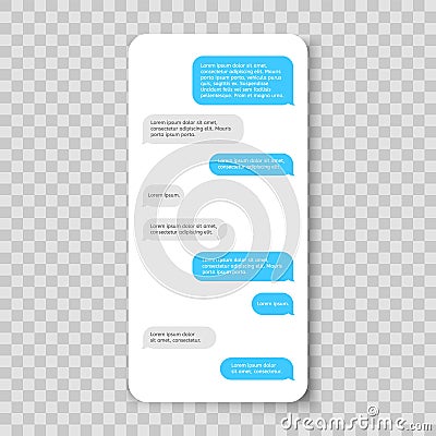 Mobile phone chat. Messenger template. Smartphone message Vector Illustration