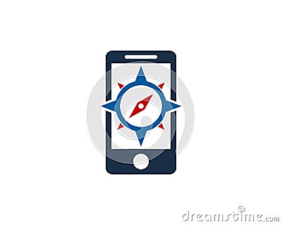 Mobile Phone Compass Icon Logo Design Element Vector Illustration