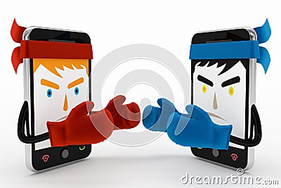 Mobile phone conflict or fight Stock Photo