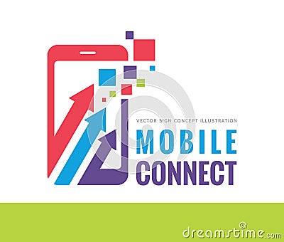 Mobile phone connect vector logo template concept illustration. Smartphone creative sign. Vector Illustration