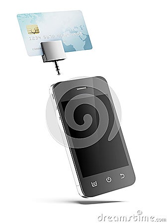 Mobile phone with Credit Card Stock Photo