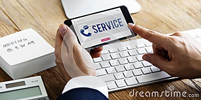 Mobile Phone Customer Service Concept Stock Photo