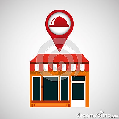 Mobile phone food service shop locater Vector Illustration