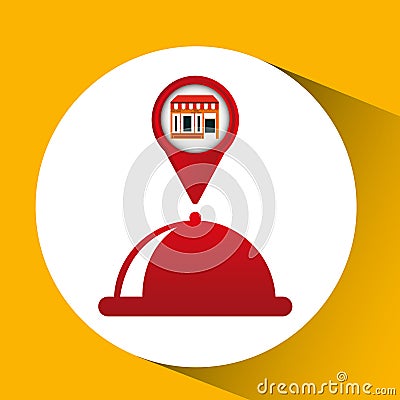 Mobile phone food service shop locater Vector Illustration