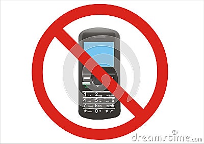 Mobile Phone Forbidden Sign Vector Illustration