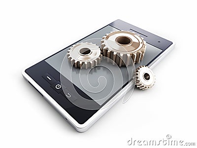 Mobile phone gear construction Stock Photo