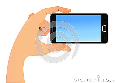 Mobile phone in hand Vector Illustration