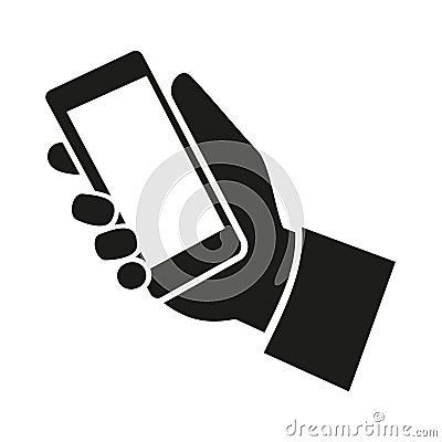 Mobile phone in hand icon. Vector Vector Illustration