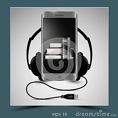 Mobile phone and headphones Vector Illustration