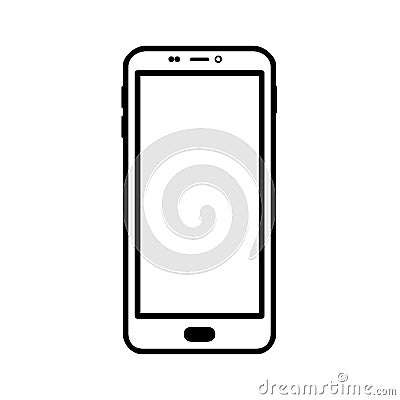 The mobile phone icon outlines. The symbolic designation of the silhouette of a smartphone is a modern multifunctional device. Vector Illustration
