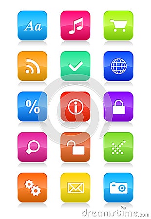 Mobile phone interface icons set Vector Illustration